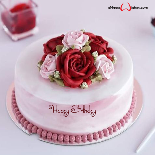 Red Roses Birthday Wishes Cake with Name - Name Birthday Cakes - Write ...
