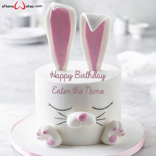 Cute Rabbit Birthday Name Cake Enamewishes